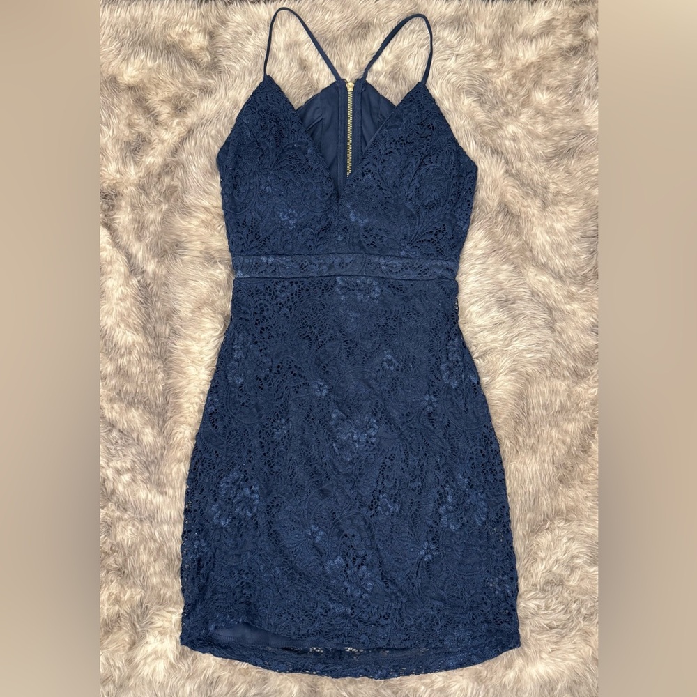 Navy Blue Lace Dress